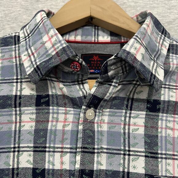 NZA New Zealand Auckland Shirt Mens Large Blue Plaid Waitaki Button Up Casual - Picture 4 of 16